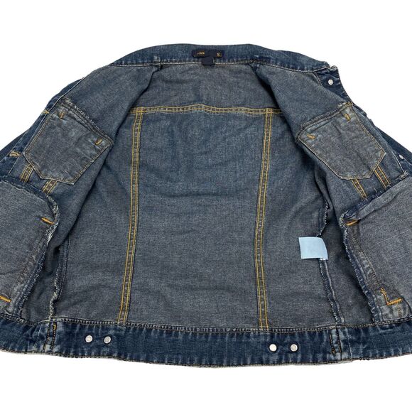 J. CREW Trucker Jacket Womens Small Blue Long Sleeve Denim Collared Button Front - Picture 12 of 16